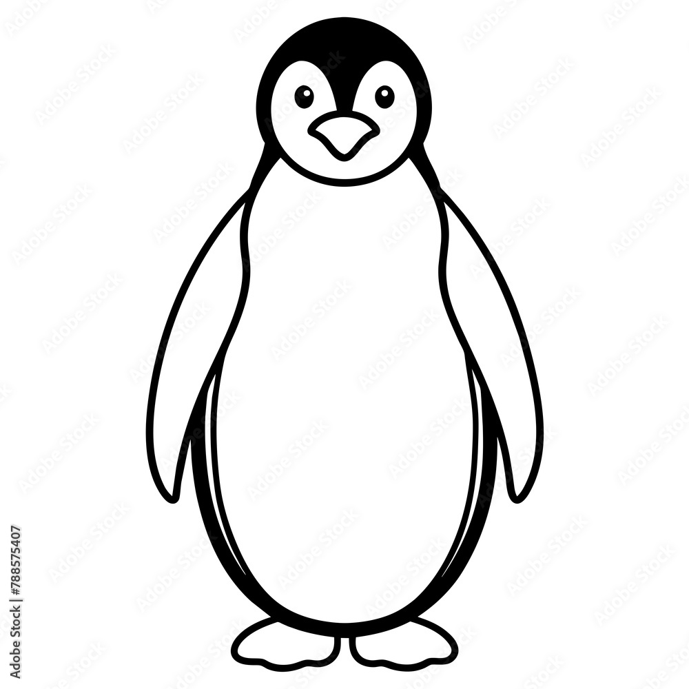 Fototapeta premium penguin illustration mascot,penguin silhouette,penguin vector,icon,svg,characters,Holiday t shirt,black penguin drawn trendy logo Vector illustration,penguin line art on a white background