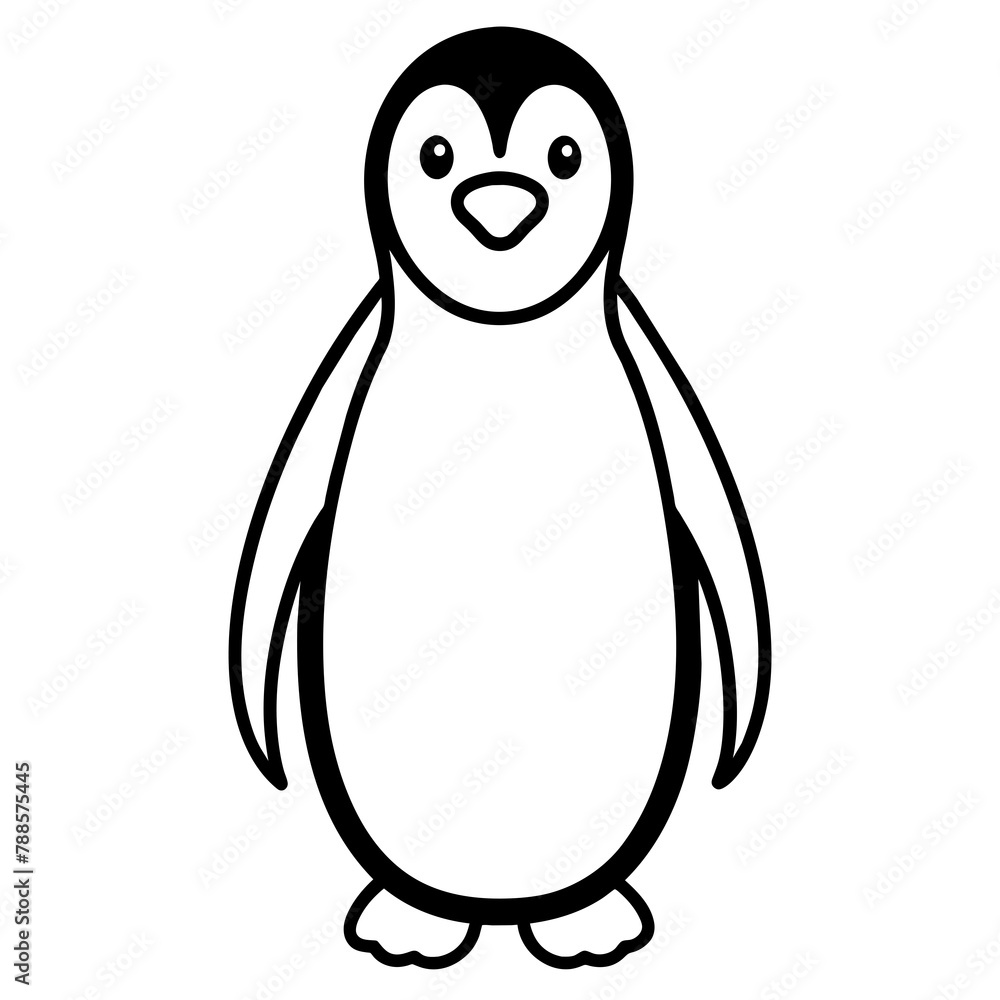 Fototapeta premium penguin illustration mascot,penguin silhouette,penguin vector,icon,svg,characters,Holiday t shirt,black penguin drawn trendy logo Vector illustration,penguin line art on a white background
