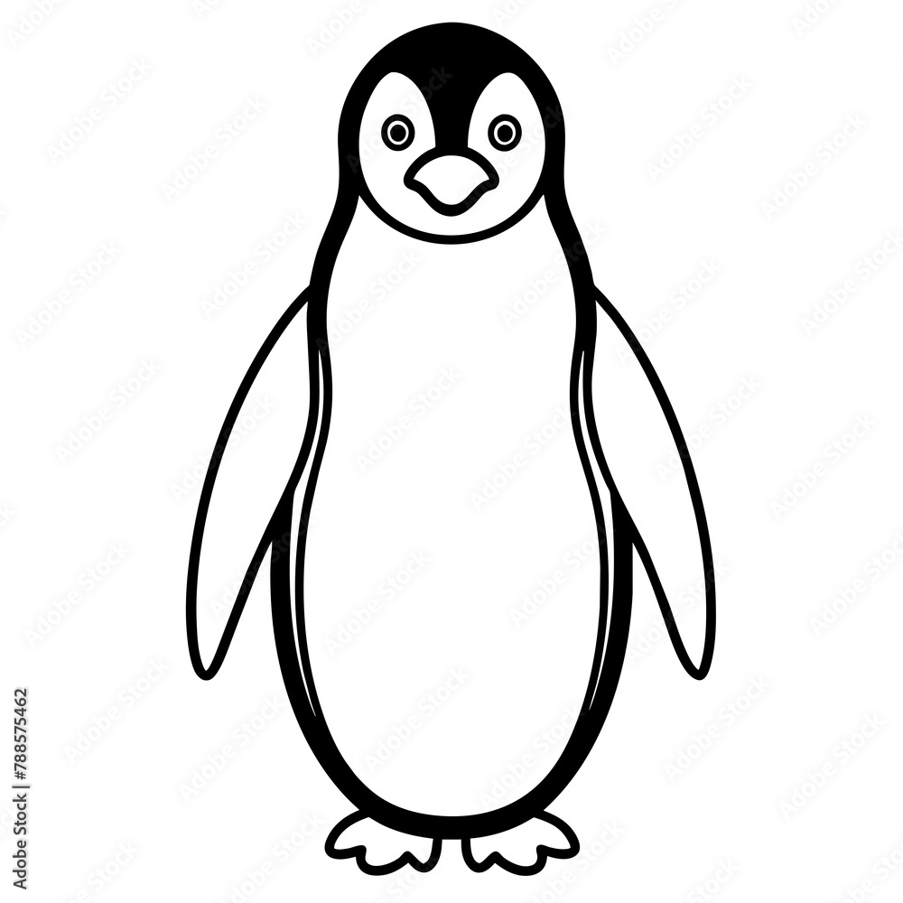 Fototapeta premium penguin illustration mascot,penguin silhouette,penguin vector,icon,svg,characters,Holiday t shirt,black penguin drawn trendy logo Vector illustration,penguin line art on a white background