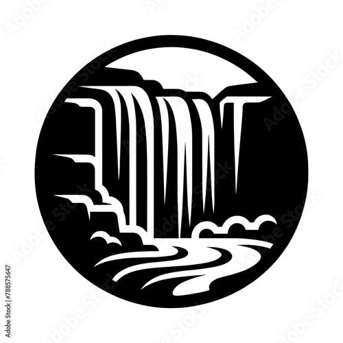 "Waterfall Icon Vector" - A Minimalistic Yet Expressive Design, Perfect For Representing Waterfalls In Travel And Landscape Logos.