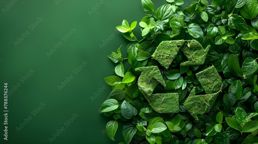 Eco-Friendly Business Strategy Concept on a Lush Green Background. Concept Eco-Friendly Business Strategy, Sustainability, Green Background, Nature-Inspired Designs, Environmental Consciousness - obrazy, fototapety, plakaty 