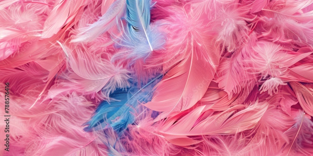 A vibrant pile of pink and blue feathers. Suitable for various design projects A vibrant pile of pink and blue feathers. Suitable for various design projects