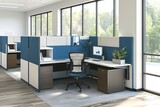 Flexible layout configurations accommodate evolving work styles and organizational needs in the office landscape.