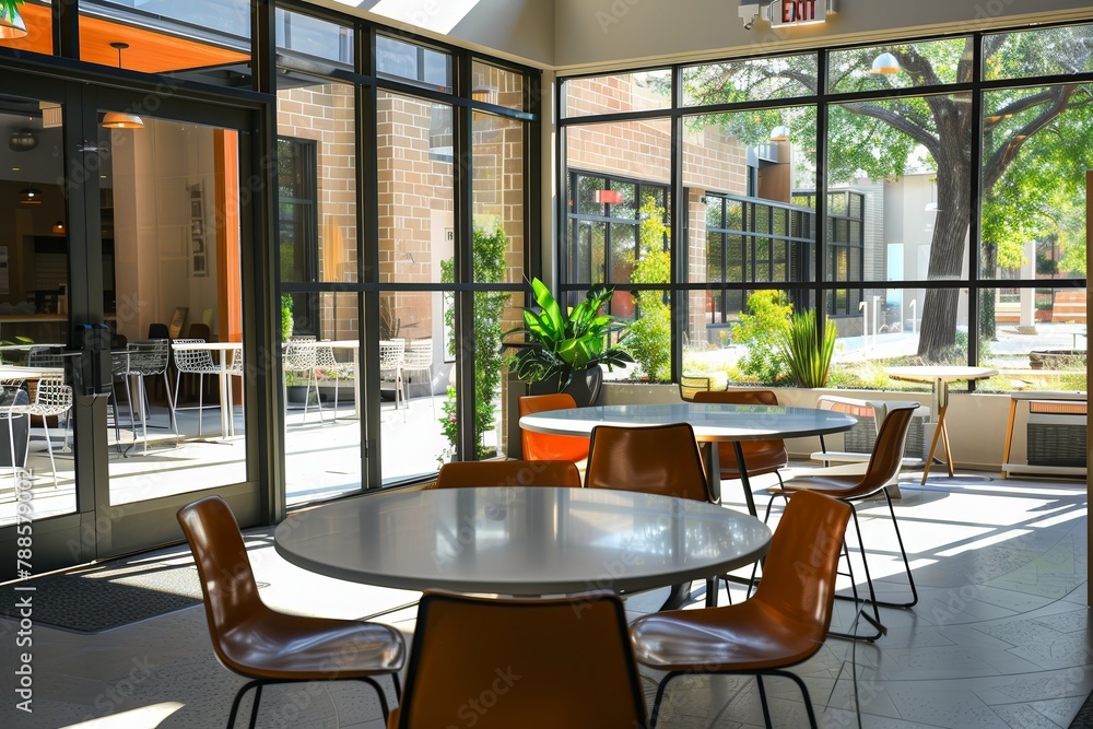 On-site amenities such as cafes, fitness centers, or outdoor seating ...
