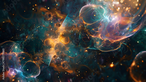 An Abstract Interpretation Of The Cosmic Web, Where Threads Of Dark Matter Intertwine With Strands Of Luminous Energy To Form The Underlying Structure Of The Universe