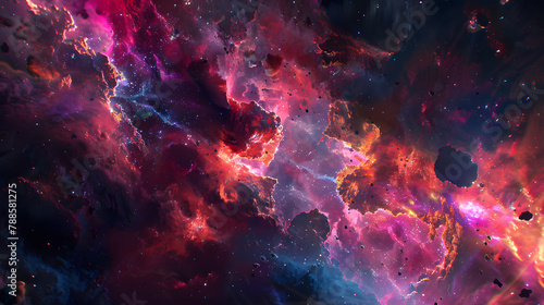 A Symphony Of Elemental Forces Colliding In A Cataclysmic Explosion Of Color And Sound, Creating A Surreal Tableau Of Cosmic Chaos And Creation