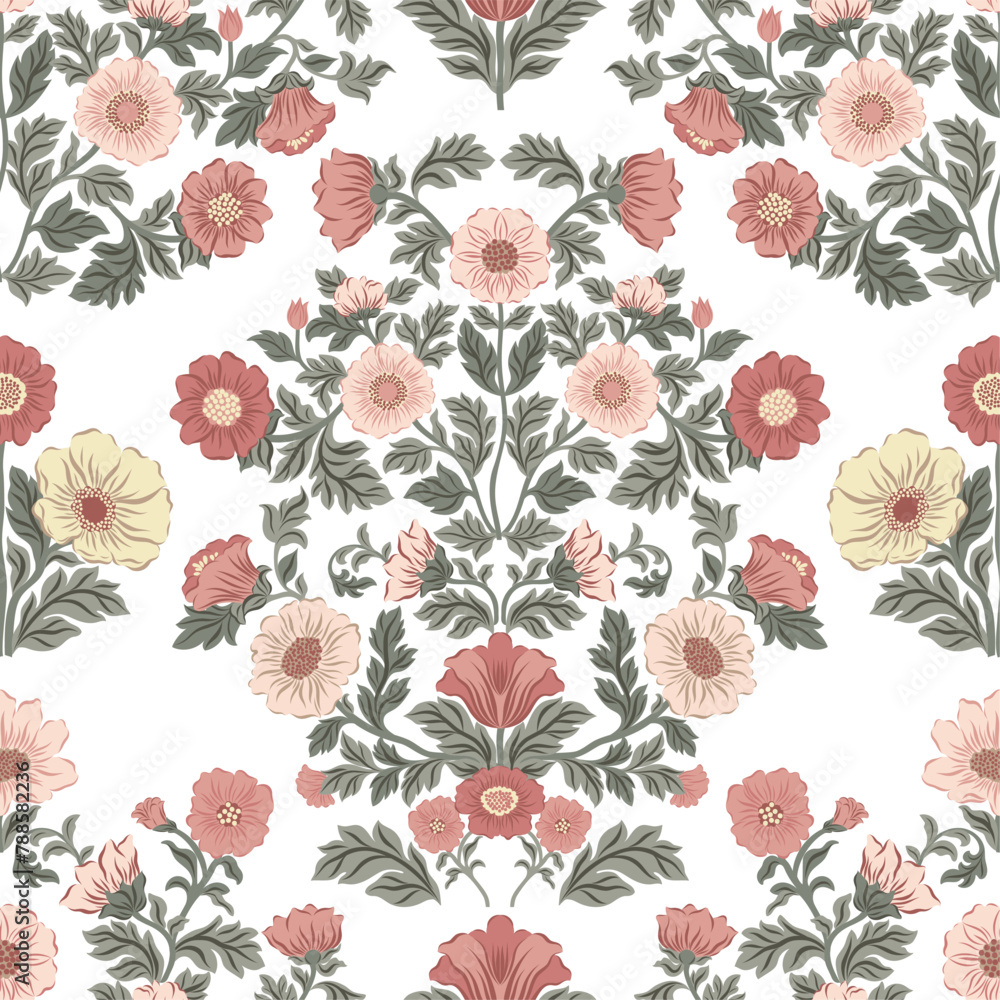 custom made wallpaper toronto digitalSeamless pattern with flowers in vintage style. Vector illustration with flowers on a white background in Morris style. Vintage motive.