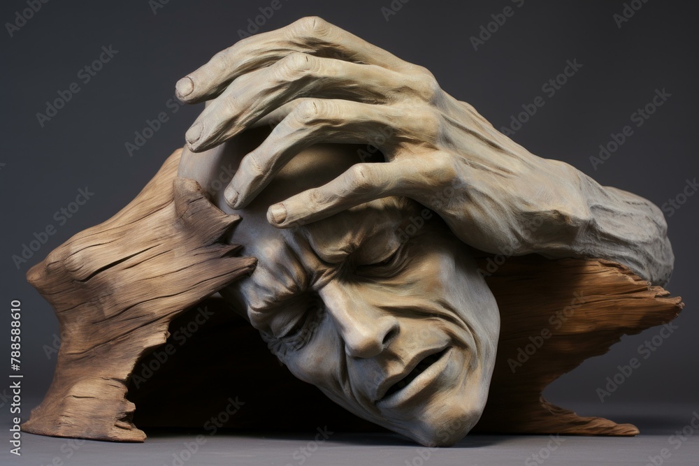 Detailed Sculpture head hands surreal. Creativity art. Generate Ai Detailed Sculpture head hands surreal. Creativity art. Generate Ai