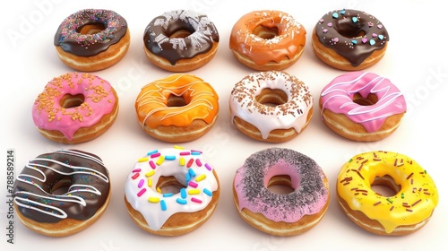 Wallpaper Mural A variety of delicious doughnuts displayed on a white background. Perfect for food and bakery concepts Torontodigital.ca