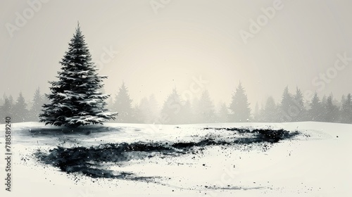 Christmas loading bar and fir-tree in sketchy style. Modern illustration for t-shirt designs, posters, greeting cards or invitations. photo