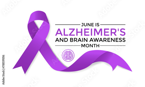 Alzheimer's and Brain awareness month is observed every year in June Vector Illustration. Banner design template.