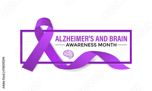 Alzheimer's and Brain awareness month is observed every year in June Vector Illustration. Banner design template.