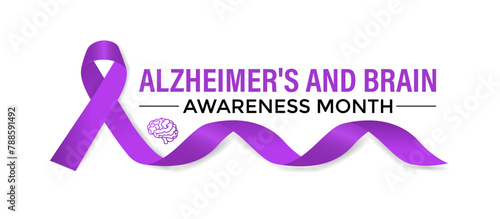 Alzheimer's and Brain awareness month is observed every year in June Vector Illustration. Banner design template.