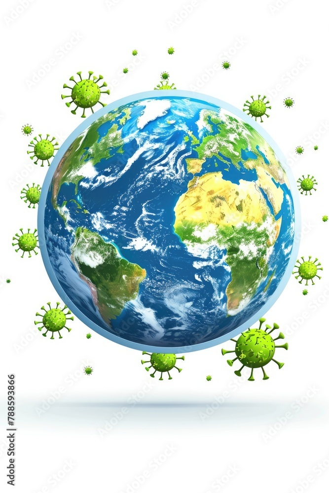 Naklejka premium Image of the earth with small particles around it. Suitable for scientific and environmental concepts