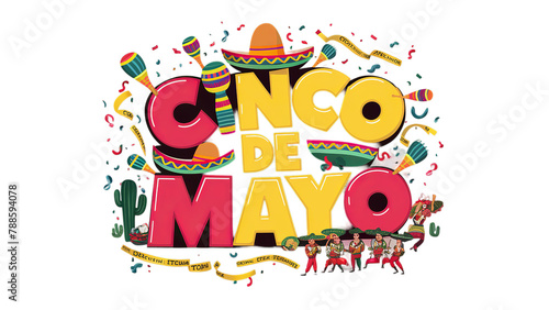 CINCO DE MAYO  text isolated on transparent  PNG background  Generative ai