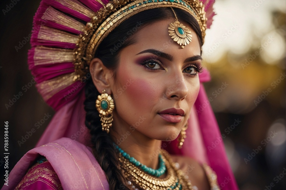 Argentine Woman with a Flower in Her Hair in National Costume