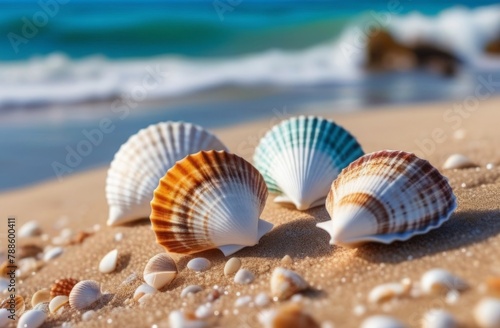 sea shells with sand as background © Ирина Сергеенкова