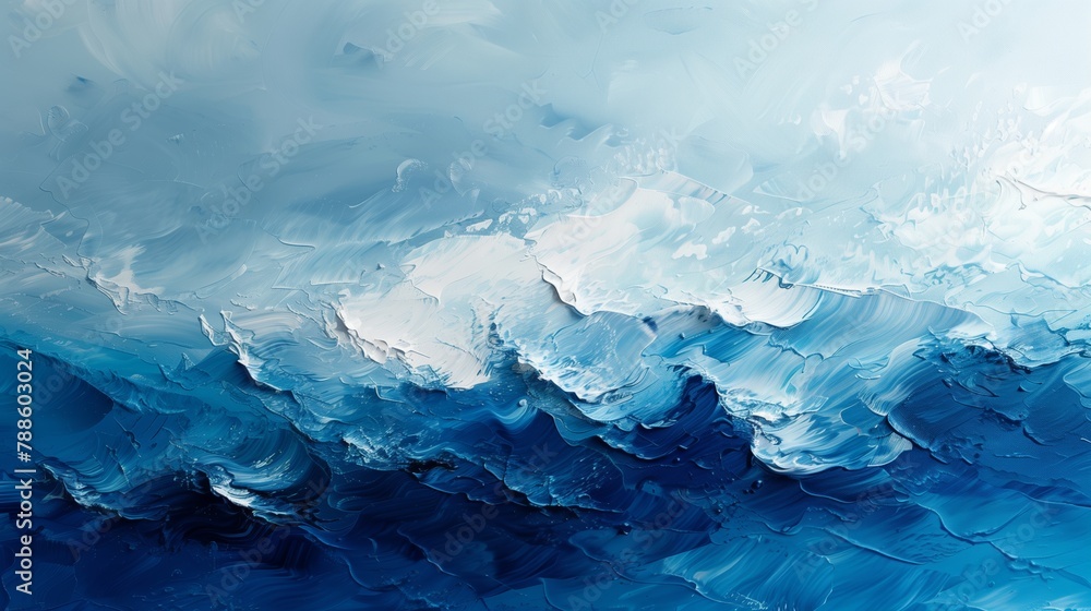 Blue waves abstract painting