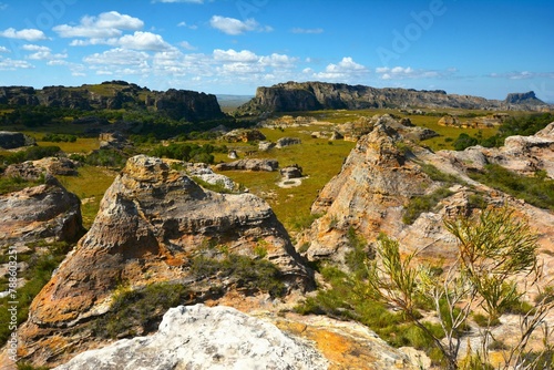 Isalo - a beautiful sandstone landscape that has been dissected by wind and water erosion (Isalo National Park, Ihorombe Region, southwestern Madagascar)