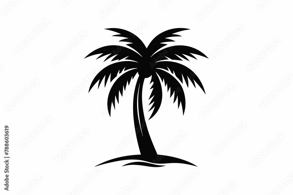 Black Silhouette Palm Tree with Simple Logo Design.