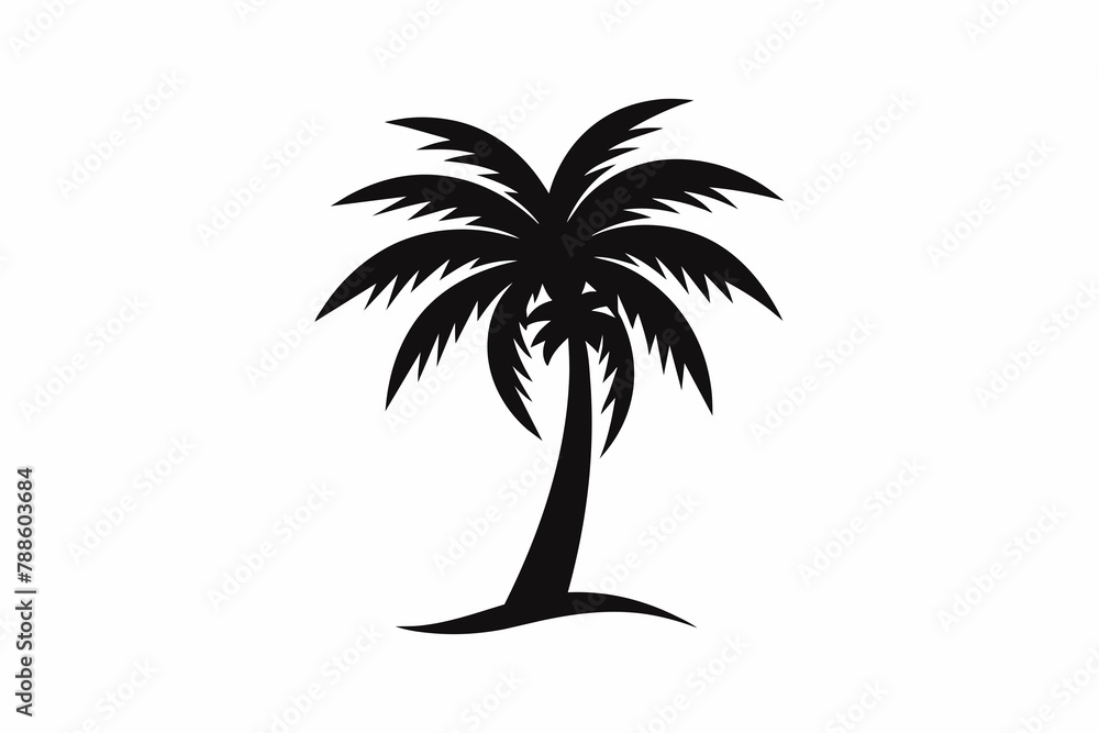 Black Silhouette Palm Tree with Simple Logo Design.