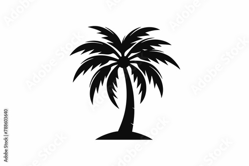 Black Silhouette Palm Tree with Simple Logo Design.