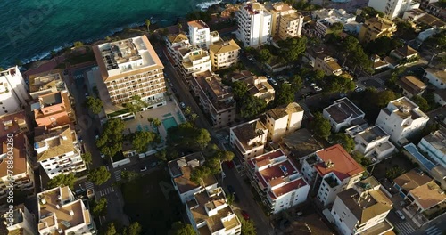 drone aerial from the city of calla millor at Mallorca photo