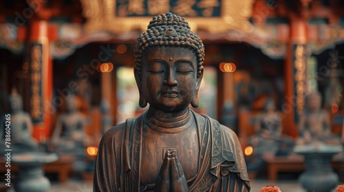 Buddha Statue Sitting in Front of Building