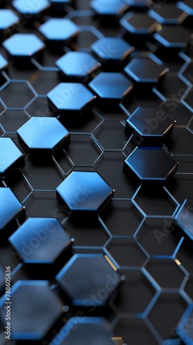 A black background with blue hexagons  iPhone wallpaper  hyperdetailed  hyperrealistic