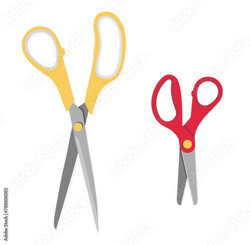 large and small scissors set flat style stationary sharp
