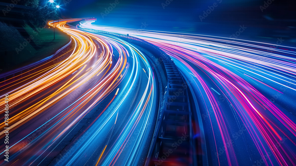 trails on the street, abstract blue wave, trails in the tunnel, trails on the highway, abstract background with lines, High speed light trails in motion, glow lines, internet data transfer concept, Ai trails on the street, abstract blue wave, trails in the tunnel, trails on the highway, abstract background with lines, High speed light trails in motion, glow lines, internet data transfer concept, Ai