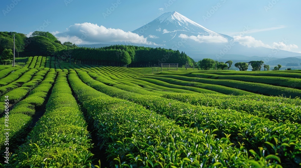 lush tea plantation cultivating authentic Chinese tea, capturing the essence of Asian agriculture