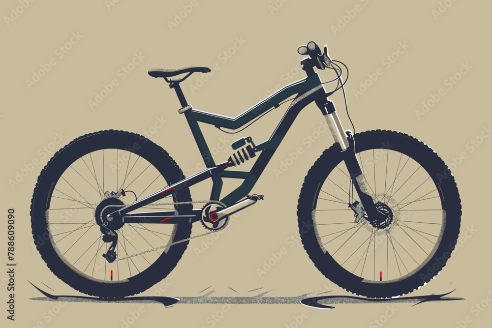 Graphic of a black full-suspension mountain bike