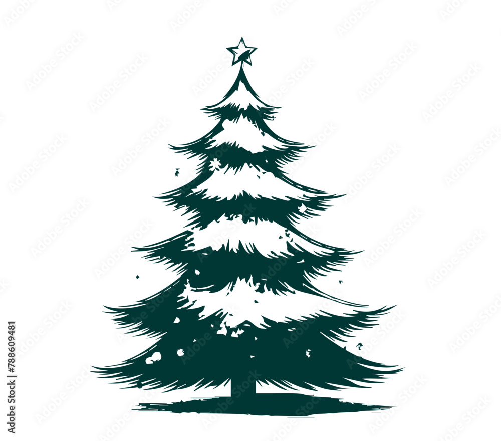 Obraz premium Christmas tree, hand drawn style.