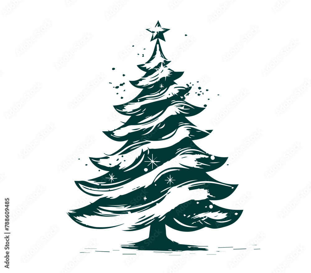 Christmas tree, hand drawn style. Christmas tree, hand drawn style.