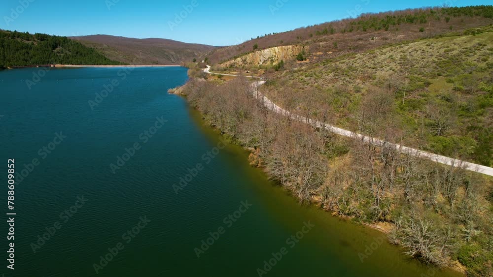 Aerial view of Arlanzon Lake in Burgos Province, Castile and Leon, Spain. High quality 4k footage Aerial view of Arlanzon Lake in Burgos Province, Castile and Leon, Spain. High quality 4k footage