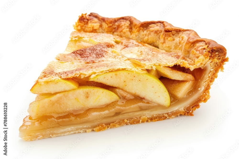 Isolated Slice of Apple Pie - Perfect Single Serving Breakfast Cake with Meat, Cheese and Homemade Flavors Isolated Slice of Apple Pie - Perfect Single Serving Breakfast Cake with Meat, Cheese and Homemade Flavors