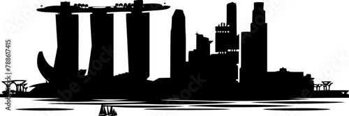 Simple 2D Vector of Singapore Skyline, Clean and Crisp