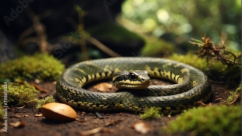 Hidden Danger: Snake Slithering Through Grass