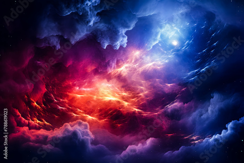 Abstract space background with nebula  stars and galaxies. 3D rendering