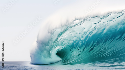 Grande vague, rouleau dans l'océan. Mer déchainée, écume. Eau en mouvement. Surf.  photo