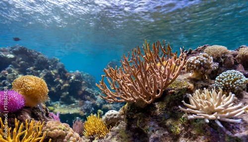 background of coral reef underwater with copy space ocean sea 