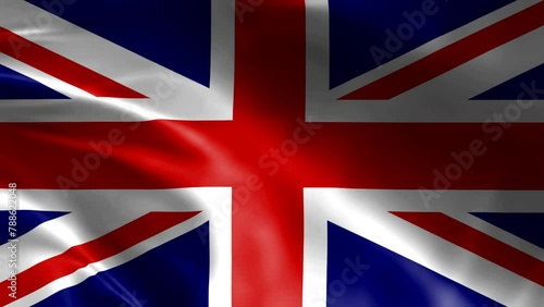 Flag of United Kingdom waving on the wind, Union Jack flag 4k animation, motion footage, including Alpha channel, Visual Effects Element. photo
