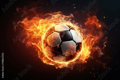 Visually-stunning Soccer ball fire mockup. Fast art. Generate Ai