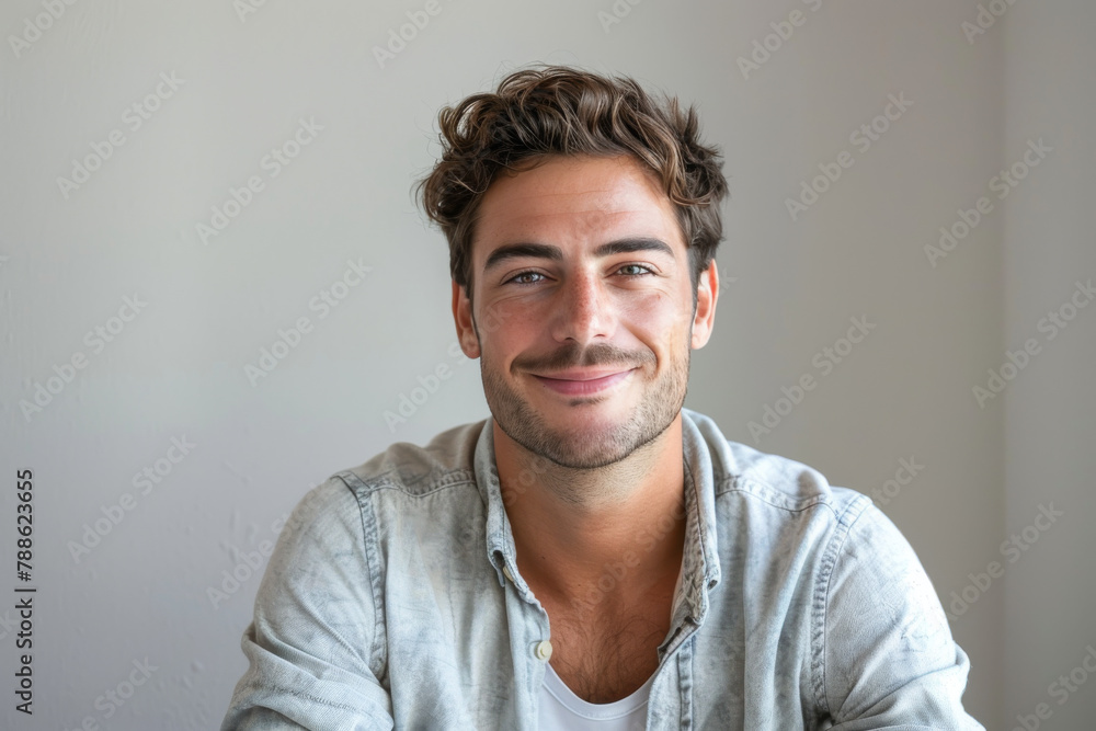 Obraz premium A man with a beard is smiling for the camera