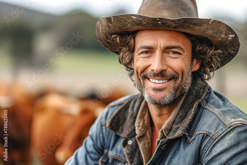 Portrait of a handsome smiling farmer