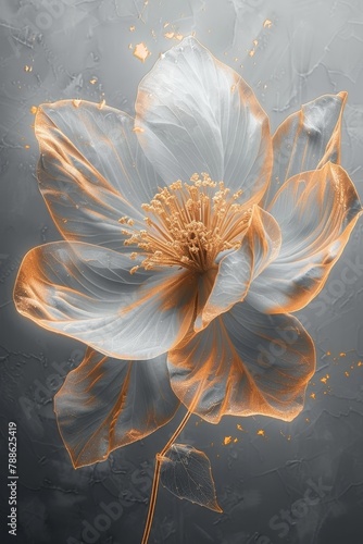 A magical flower with petals on a gray background