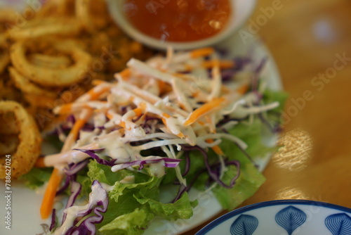 Crispy cuttlefish fries and salad