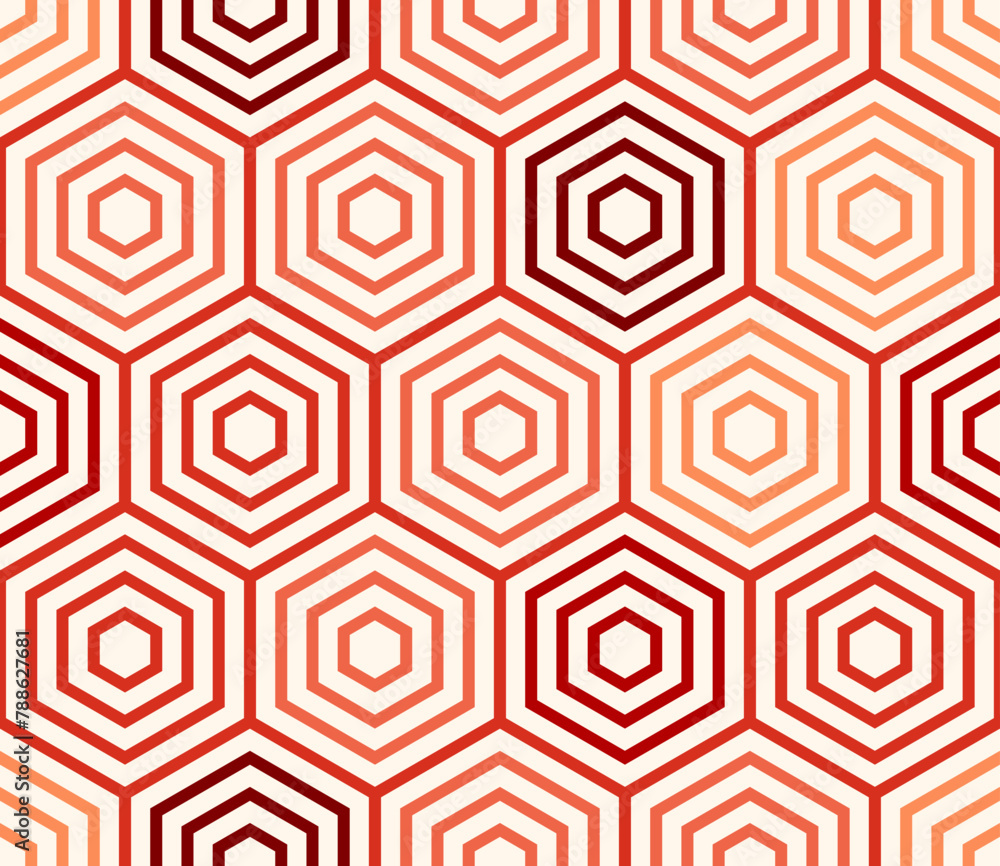 Background with Hexagon Pattern. Simple stacked hexagons pattern. Red color tones. Large hexagons. Seamless pattern. Tileable vector illustration. Background with Hexagon Pattern. Simple stacked hexagons pattern. Red color tones. Large hexagons. Seamless pattern. Tileable vector illustration.