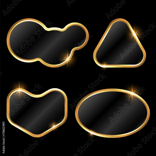 Set of unique golden geometric frames of various shapes design
